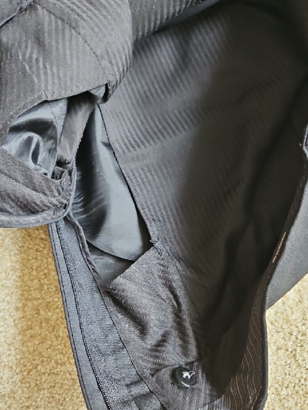 Custom Made Size 36x32 Men's Black Dress Pants Wool With Satin Lining - Picture 6 of 10